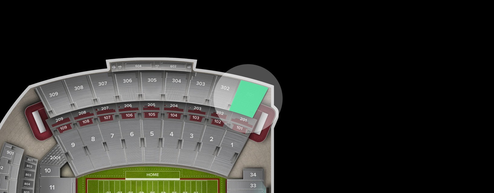 Seat view from Upper Sideline