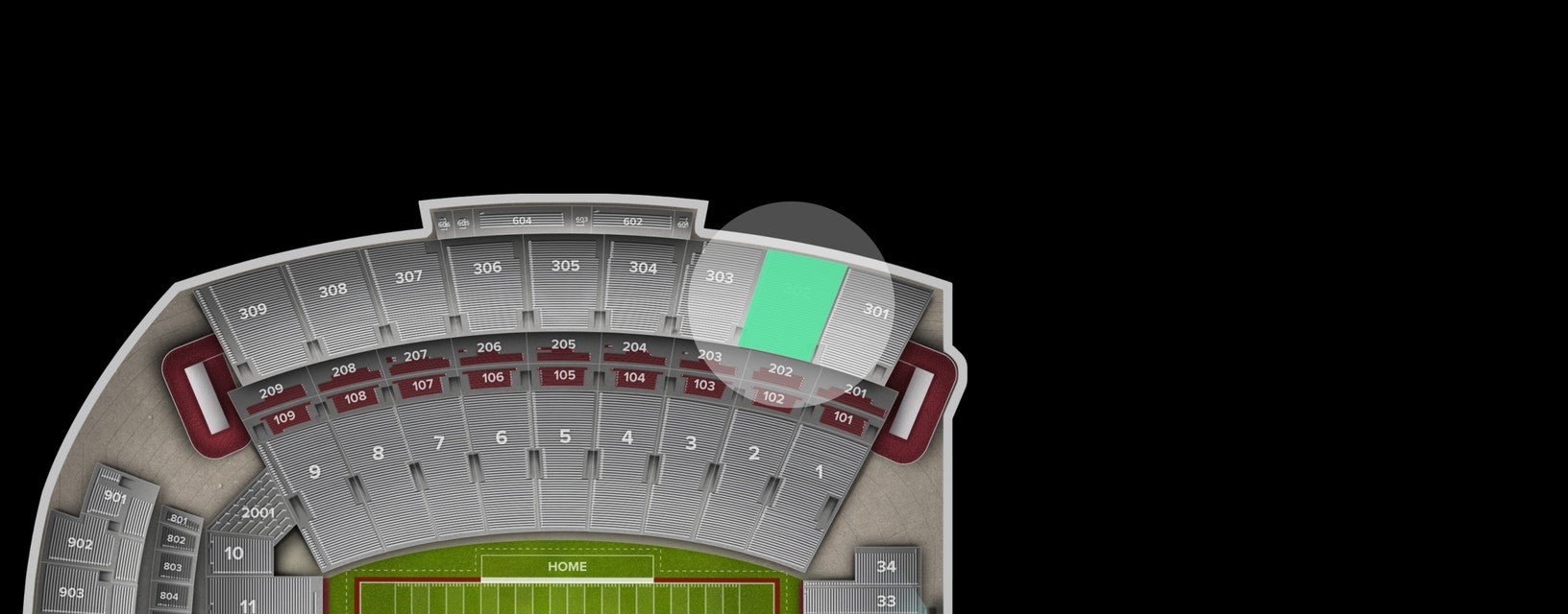 Seat view from Upper Sideline