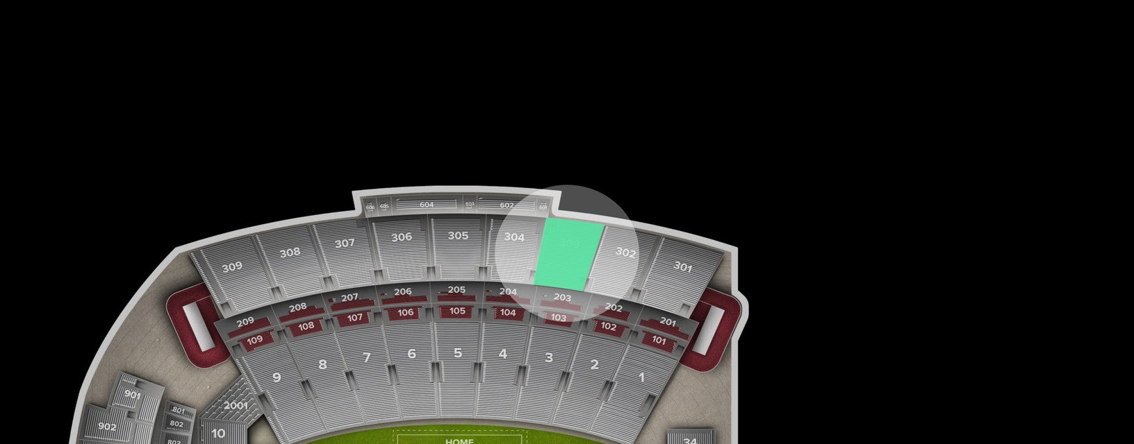 Seat view from Upper Sideline