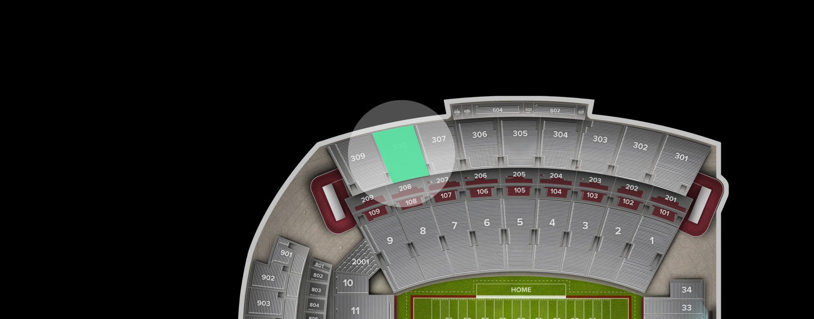 Seat view from Upper Sideline