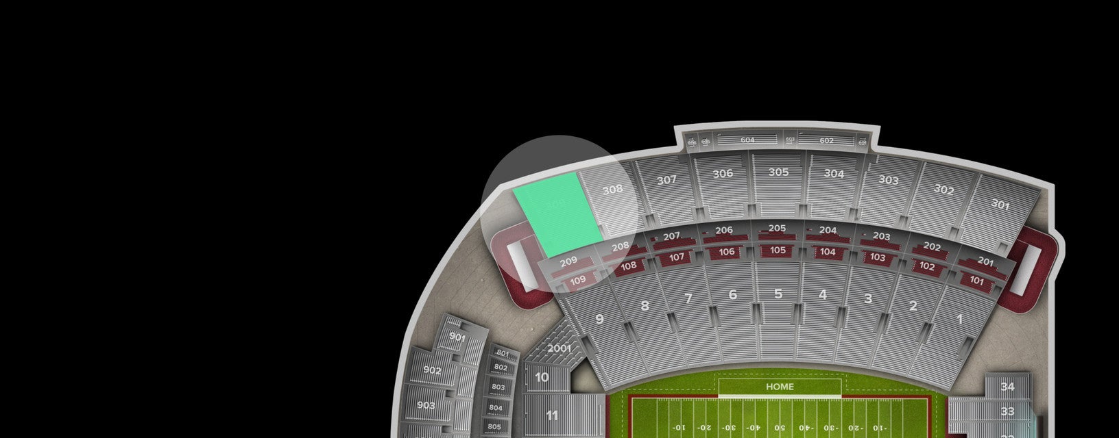 Seat view from Upper Sideline