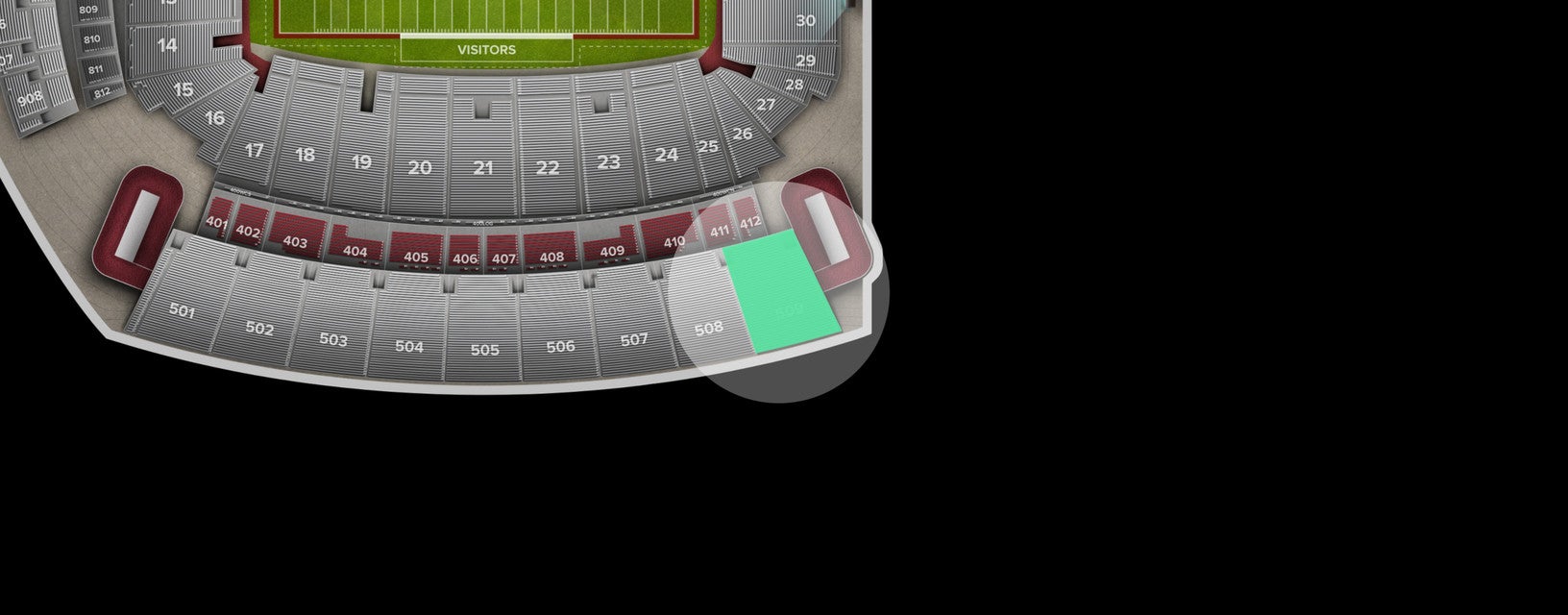 Seat view from Upper Sideline
