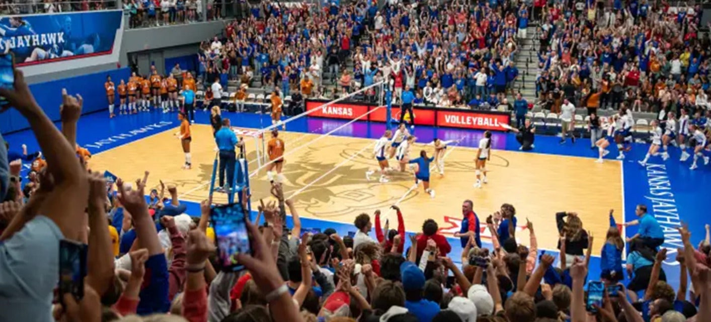 Kansas Women's Volleyball will be playing Houston Women's Volleyball at Allen Fieldhouse in Lawrence